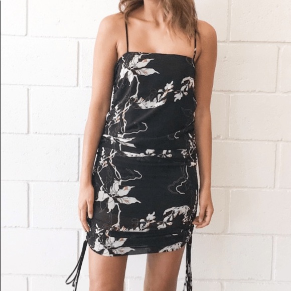 SHONA JOY Ruched Slip Dress In Shadows Black - Picture 6 of 16